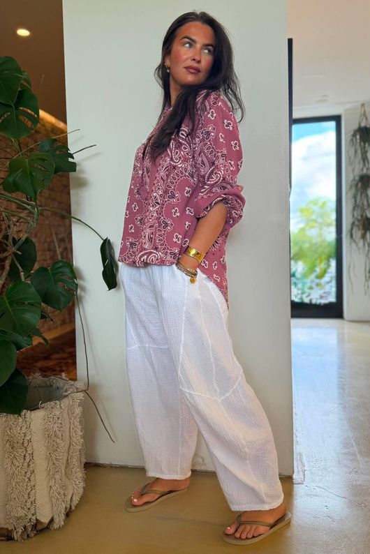 Ole Bubble Cotton Bandana Laurie Blouse Indian Pink